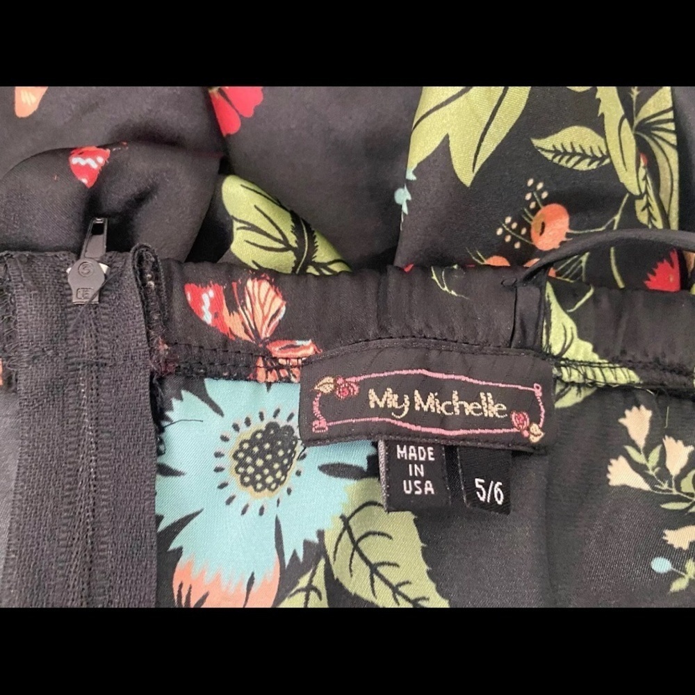My Michelle Floral Strappy Sun Slip Dress Black Juniors 5/6 Floral Goth Emo​​​​​ - Picture 13 of 13